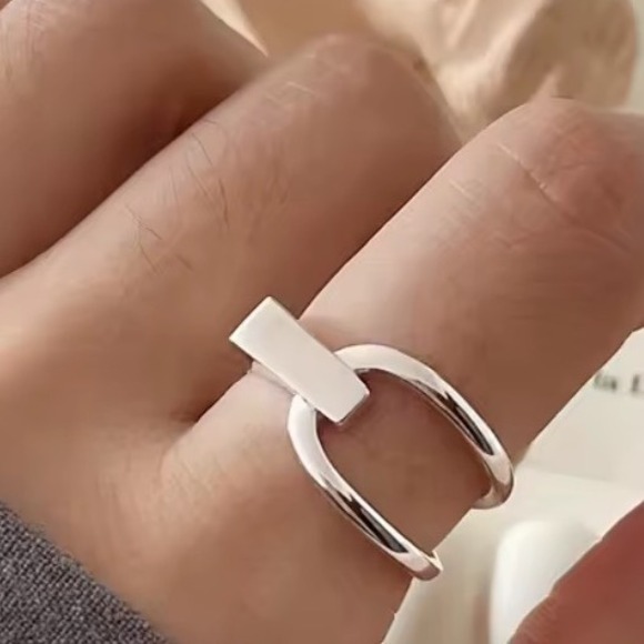 Other - Unisex Adjustable Open 925 Sterling Silver Minimalist Modern Statement Ring